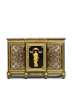 Louis XVI sideskab, bestilt af Marchand-Mercier Claude-Francois Julliot, inkorporerer Louis XIV marquetry paneler, ca. 1775-1800 (ormolu monteret, messing & tin indlagt ibenholt og skildpadde) af Adam (attr. to) Weisweiler