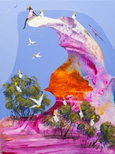 Farverigt kakadue-sovehus