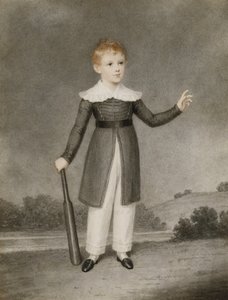 Portræt af Edward Currie, der holder et cricketbat, 1830 af Adam Buck