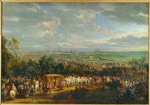 Ludvig XIV og Marie Thérèse af Østrigs indtog i Arras ... (maleri på lærred) af Adam Frans van der Meulen