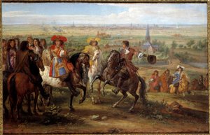 Kong Ludvig XIV før priorinden af Fives ved sædet i Lille i august 1667 Maleri af Adam Frans Van der Meulen (1632-1690) (ec.flam.) 1667 Søn. 0,52x0,8 m - Kong Ludvig XIV ved belejringen af Lille mod Femernes Priory, august 1667. Maleri af Ad af Adam Frans van der Meulen