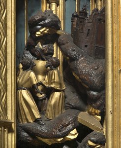 Tilbedelse af Magi, detalje af Adam Kraft