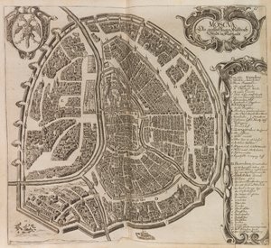 Kort over Moskva. Fra: Øget Ny beskrivelse af Moskoviten..., 1656. af Adam Olearius