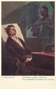 Chopins sidste akkorder (farve litho) af Adam Setkiewicz