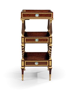 Sen Louis XVI ormolu og cameo-monteret burr taks træ og mahogni bord travailleuse af Adam Weisweiler