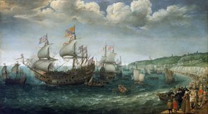 Ombordstigning af Frederik I af Wittelsbach (1596-1632), kurfyrste af Pfalz (som ville blive konge af Bøhmen), på skibet 
