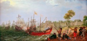 En hollandsk eskadron angriber en spansk festival af Adam Willaerts