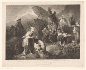 De doop van de kamerling af Philippus Skt. Philip døber evnukken af ​​dronningen af ​​Candace (titel på objektet) af Adam von Bartsch