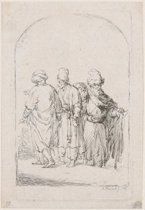 Gruppe på fire stående mænd i orientalsk dragt, 1795.