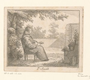 Portræt af Arnoldus a Sancta Clara med en bog i en have P. Arnold (titel på objekt) af Adam von Bartsch