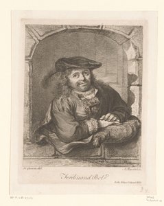 Portræt af Ferdinand Bol i et vindue af Adam von Bartsch