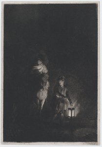 Rytter og dreng med lanterne, 1797. af Adam von Bartsch