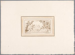 Flodlandskab med muren af ​​en fæstning Tryk efter tegninger af Guercino opbevaret i Hofbibliothek i Wien (serietitel) Recueil d