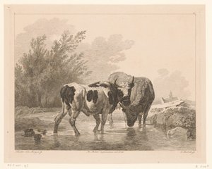 To køer i et vandløb Dyr efter malerier af hollandske mestre (serietitel) Différens animaux graves d