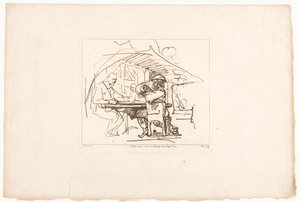 To mænd ved et bord, en af ​​dem med en kande Seks tryk efter tegninger af Rembrandt, opbevaret i Hofbibliothek i Wien (serietitel) Six estampes gravées d