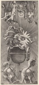 Solens nedgang med Apollon og Dianas vogne af Adamo Scultori after Giulio Romano
