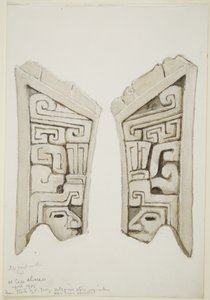 Arved stenrelief fra Veracruz, Mexico (akvarel) af Adela Breton