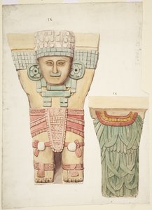Caryatid IX, der viser forfra og bagfra (bagfra i mindre skala) (akvarel) af Adela Breton