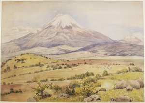 Skyen kommer op kl. 10:30 Popocatepetl fra Atlixco, Puebla, Mexico (akvarel og kropsfarve) af Adela Breton