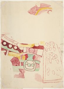Kopi af fragmenter af malerier fra Teotihuacan, Mexico State (akvarel) af Adela Breton
