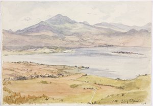 Stor udskåret sten, som er faldet til jorden fra Zinapecuaro, Michoacan, Mexico (akvarel) af Adela Breton