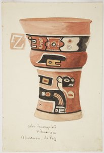 Maleri af en vase fra Tiahuanaco (Tiwanaku), Bolivia (akvarel)