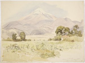 Volcano Orizaba, nær S Juan, Coscomatepec, Mexico (akvarel) af Adela Breton