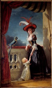 Portræt i foden af Louise Elisabeth af Frankrig (datter af Ludvig XV) hertuginde af Parma (1727-1759) og hendes søn Don Ferdinand (1751-1802) Maleri af Adelaide Labille Guiard (1749-1803) 1788 Søn. 2,72x1,6 m