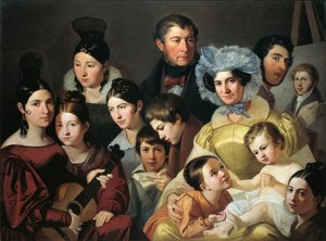 Malatesta Family i 1835 af Adeodato Malatesta, olie på lærred