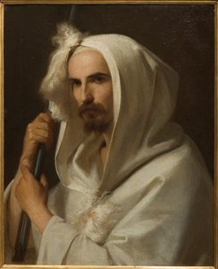 Portræt af en araber med en riffel og en barracano 1849 (olie på lærred)