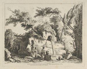 Titelblad fra Forskellige udsigter hentet fra naturen... i omgivelserne i Rom..., 1700-tallet. af Adélaide Allou