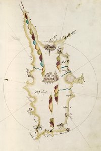 Kort over øen Cypern, illustration fra Portolano-atlas, af admiral Piri Reis (1465-1470 - 1553-1554) af Admiral Piri Reis