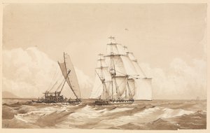 Dobbelt kano ud for Moalu, Feejee-øerne, 26. september 1849 [Fiji]. af Admiral Sir Edward Gennys Fanshawe