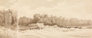 "Ruin af tårn på stedet for den gamle by i Panama, ødelagt af Morgan the Buccaneer i 1670, marts 1850 af Admiral Sir Edward Gennys Fanshawe