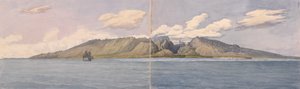 "Tahiti [Samfundsøerne]. Fautaua-kløften - Kron- eller Diadembjerget i midten af øen og byen Papeiti, 24. august 1849