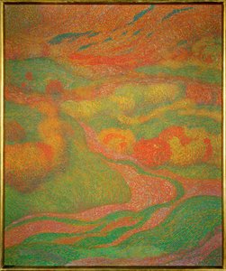 Landskab (olie på lærred) af Adolf Bohm