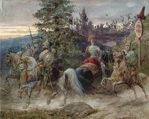 Vejen til Chernomor. Illustration til digtet Ruslan og Lyudmila af A. Pushkin