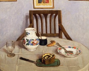 Stilleben med focaccia af Adolf Fenyes
