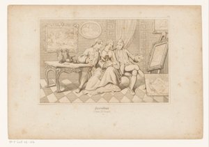 Casanova og hertugen af Matalone ser på erotisk kunst med Leonilde af Adolf Gnauth