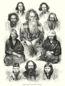 Ainu-folk i det nordlige Japan (litho) af Adolf Neumann
