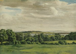 Landskab i Holsten, 1827 (olie på papir monteret på kort)