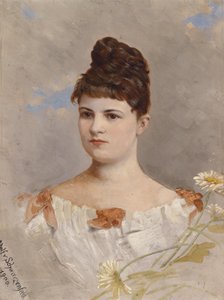 Portræt af Ottilie Schneitt von Schwarzenfeld ifølge etiketten på bagsiden af Adolf d. Ä. Schreitter von Schwarzenfeld
