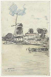 Mølle på vandet af Adolf le Comte