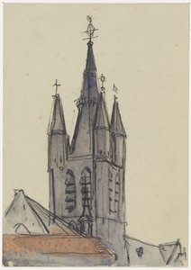 Tårnet i den gamle kirke i Delft
