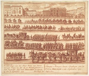 Prinsen af Sachsen med sin Hustrus Indtog i Dresden den 2. September 1719, af..., ca. 1700-1755.