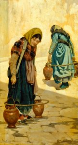 Vandbærere af Adolfo Belimbau (1845-1938), olie på panel, 33x18 cm, ca. 1881