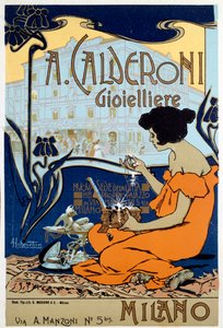 Reklameplakat for Calderoni juveler i Milano, c1920 af Adolfo Hohenstein