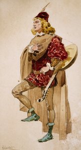 Kostumeskitse af Adolfo Hohenstein (1854-1928) for Zanetto, opera af Pietro Mascagni (1863-1945) af Adolfo Hohenstein