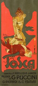 Plakat til Opera Tosca af G. Puccini, 1899.