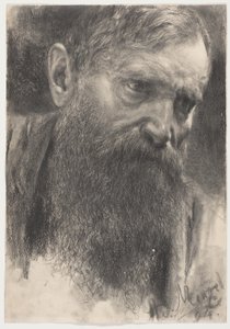 Leder af en skægget mand i halv-profil af Adolph Menzel